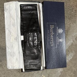 Burberry Black Leather Long Men's Gloves